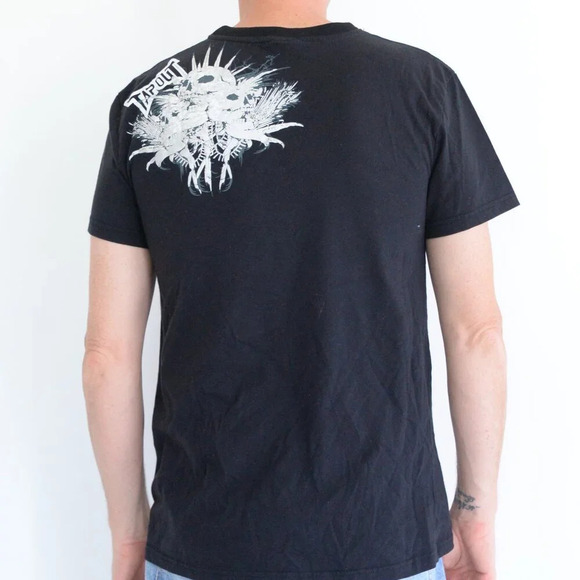 Vintage Tapout Y2K Black White Skull Puff Print Skull Grunge Short Sleeve Shirt - Picture 2 of 11